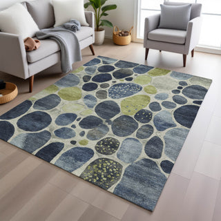 Piper Looms Chantille Geometric ACN1993 Denim Machine Washable Area Rug Lifestyle Image Feature
