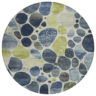 Piper Looms Chantille Geometric ACN1993 Denim Machine Washable Area Rug Round Main Image