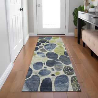 Piper Looms Chantille Geometric ACN1993 Denim Machine Washable Area Rug Runner Lifestyle Image Feature