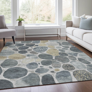 Piper Looms Chantille Geometric ACN1993 Pewter Machine Washable Area Rug Lifestyle Image Feature
