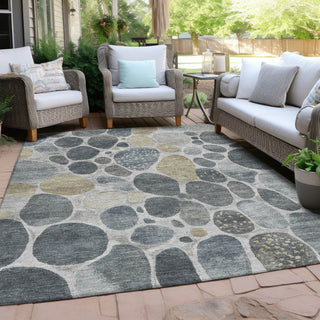 Piper Looms Chantille Geometric ACN1993 Pewter Machine Washable Area Rug Outdoor Lifestyle Image Feature