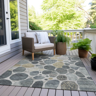 Piper Looms Chantille Geometric ACN1993 Pewter Machine Washable Area Rug Outdoor Lifestyle Image Feature