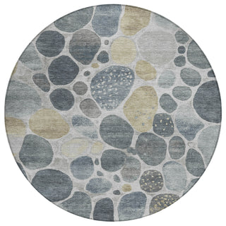 Piper Looms Chantille Geometric ACN1993 Pewter Machine Washable Area Rug Round Main Image