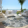 Piper Looms Chantille Geometric ACN1993 Pewter Machine Washable Area Rug Round Outdoor Lifestyle Image Feature