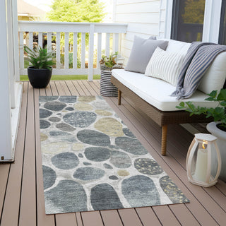Piper Looms Chantille Geometric ACN1993 Pewter Machine Washable Area Rug Runner Outdoor Lifestyle Image Feature