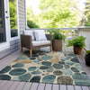 Piper Looms Chantille Geometric ACN1993 Teal Machine Washable Area Rug Outdoor Lifestyle Image Feature