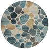 Piper Looms Chantille Geometric ACN1993 Teal Machine Washable Area Rug Round Main Image