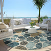 Piper Looms Chantille Geometric ACN1993 Teal Machine Washable Area Rug Round Outdoor Lifestyle Image Feature