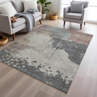 Piper Looms Chantille Abstract ACN1994 Khaki Machine Washable Area Rug Lifestyle Image Feature