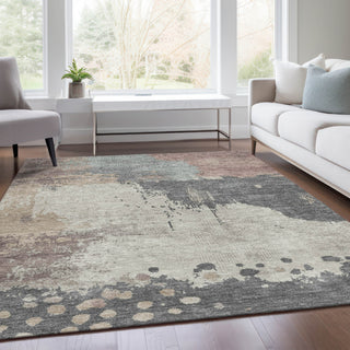Piper Looms Chantille Abstract ACN1994 Khaki Machine Washable Area Rug Lifestyle Image Feature
