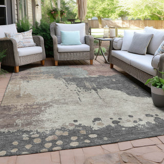 Piper Looms Chantille Abstract ACN1994 Khaki Machine Washable Area Rug Outdoor Lifestyle Image Feature