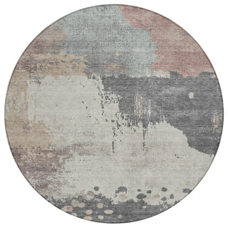 Piper Looms Chantille Abstract ACN1994 Khaki Machine Washable Area Rug Round Main Image