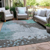Piper Looms Chantille Abstract ACN1994 Teal Machine Washable Area Rug Outdoor Lifestyle Image Feature