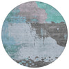Piper Looms Chantille Abstract ACN1994 Teal Machine Washable Area Rug Round Main Image
