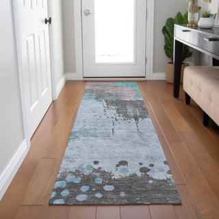 Piper Looms Chantille Abstract ACN1994 Teal Machine Washable Area Rug Runner Lifestyle Image Feature