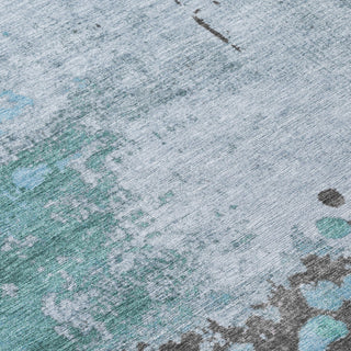 Piper Looms Chantille Abstract ACN1994 Teal Machine Washable Area Rug Swatch Image