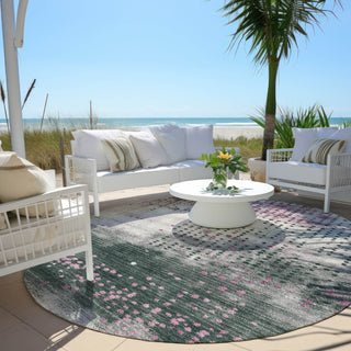 Piper Looms Chantille Geometric ACN1995 Blush Machine Washable Area Rug Round Outdoor Lifestyle Image Feature