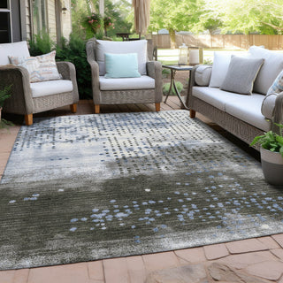 Piper Looms Chantille Geometric ACN1995 Denim Machine Washable Area Rug Outdoor Lifestyle Image Feature