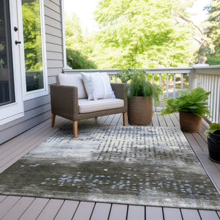 Piper Looms Chantille Geometric ACN1995 Denim Machine Washable Area Rug Outdoor Lifestyle Image Feature