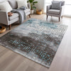 Piper Looms Chantille Geometric ACN1995 Teal Machine Washable Area Rug Lifestyle Image Feature