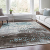 Piper Looms Chantille Geometric ACN1995 Teal Machine Washable Area Rug Lifestyle Image Feature