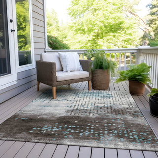 Piper Looms Chantille Geometric ACN1995 Teal Machine Washable Area Rug Outdoor Lifestyle Image Feature