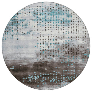 Piper Looms Chantille Geometric ACN1995 Teal Machine Washable Area Rug Round Main Image