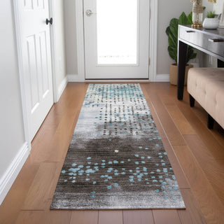 Piper Looms Chantille Geometric ACN1995 Teal Machine Washable Area Rug Runner Lifestyle Image Feature