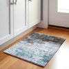 Piper Looms Chantille Geometric ACN1995 Teal Machine Washable Area Rug Scatter Lifestyle Image Feature