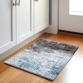 Piper Looms Chantille Geometric ACN1995 Teal Machine Washable Area Rug Scatter Lifestyle Image Feature
