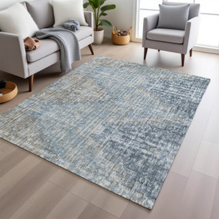 Piper Looms Chantille Geometric ACN1996 Denim Machine Washable Area Rug Lifestyle Image Feature
