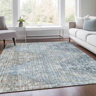 Piper Looms Chantille Geometric ACN1996 Denim Machine Washable Area Rug Lifestyle Image Feature