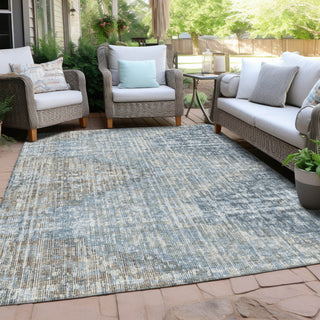 Piper Looms Chantille Geometric ACN1996 Denim Machine Washable Area Rug Outdoor Lifestyle Image Feature