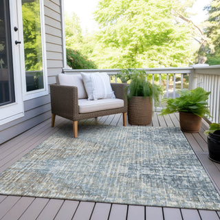 Piper Looms Chantille Geometric ACN1996 Denim Machine Washable Area Rug Outdoor Lifestyle Image Feature