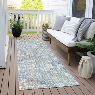 Piper Looms Chantille Geometric ACN1996 Denim Machine Washable Area Rug Runner Outdoor Lifestyle Image Feature