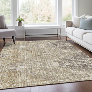 Piper Looms Chantille Geometric ACN1996 Khaki Machine Washable Area Rug Lifestyle Image Feature