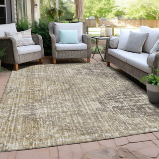 Piper Looms Chantille Geometric ACN1996 Khaki Machine Washable Area Rug Outdoor Lifestyle Image Feature