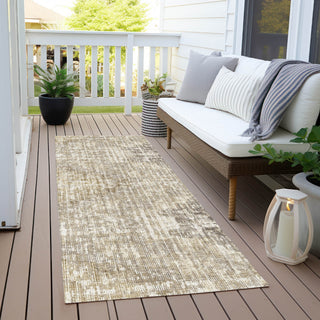 Piper Looms Chantille Geometric ACN1996 Khaki Machine Washable Area Rug Runner Outdoor Lifestyle Image Feature