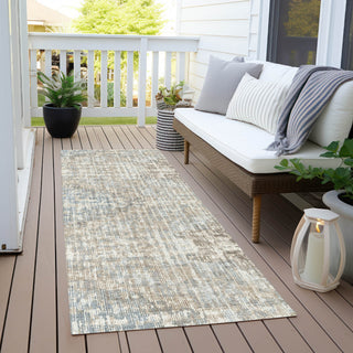 Piper Looms Chantille Geometric ACN1996 Putty Machine Washable Area Rug Runner Outdoor Lifestyle Image Feature