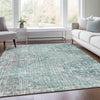 Piper Looms Chantille Geometric ACN1996 Teal Machine Washable Area Rug Lifestyle Image Feature