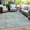 Piper Looms Chantille Geometric ACN1996 Teal Machine Washable Area Rug Outdoor Lifestyle Image Feature