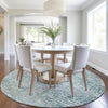 Piper Looms Chantille Geometric ACN1996 Teal Machine Washable Area Rug Round Lifestyle Image Feature