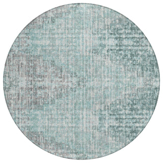Piper Looms Chantille Geometric ACN1996 Teal Machine Washable Area Rug Round Main Image
