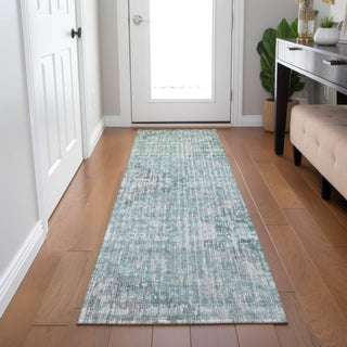 Piper Looms Chantille Geometric ACN1996 Teal Machine Washable Area Rug Runner Lifestyle Image Feature