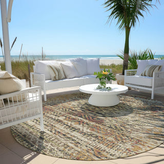 Piper Looms Chantille Moroccan ACN1997 Beige Machine Washable Area Rug Round Outdoor Lifestyle Image Feature