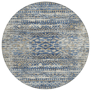 Piper Looms Chantille Moroccan ACN1997 Blue Machine Washable Area Rug Round Main Image