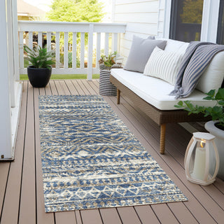 Piper Looms Chantille Moroccan ACN1997 Blue Machine Washable Area Rug Runner Outdoor Lifestyle Image Feature