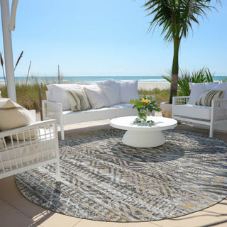 Piper Looms Chantille Moroccan ACN1997 Gray Machine Washable Area Rug Round Outdoor Lifestyle Image Feature
