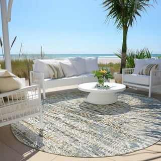 Piper Looms Chantille Moroccan ACN1997 Ivory Machine Washable Area Rug Round Outdoor Lifestyle Image Feature