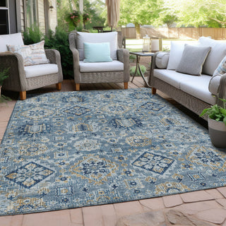 Piper Looms Chantille Global ACN1998 Denim Machine Washable Area Rug Outdoor Lifestyle Image Feature